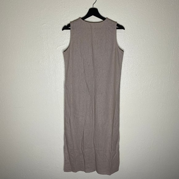 Sigrid Olsen Sleeveless Embroidered A-Line Linen Midi Dress - Picture 4 of 8